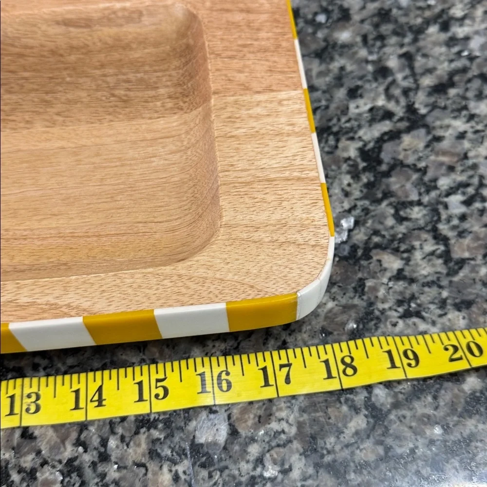 Striped yellow Wooden serving Tray 1 tray